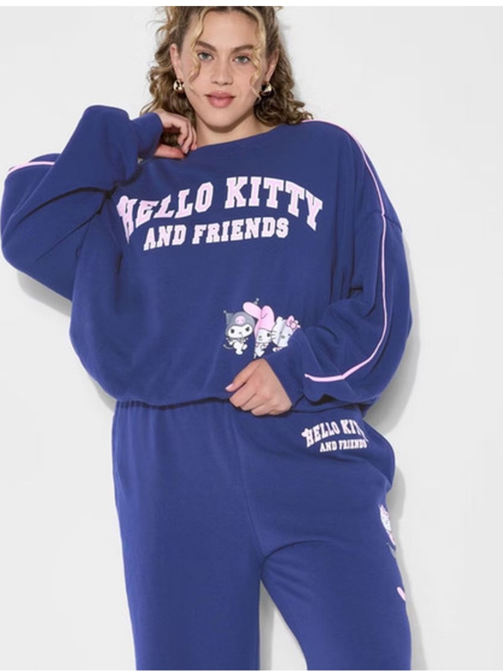 Sanrio Women's Hello Kitty & Friends Bubble Hem Graphic Sweatshirt NWT